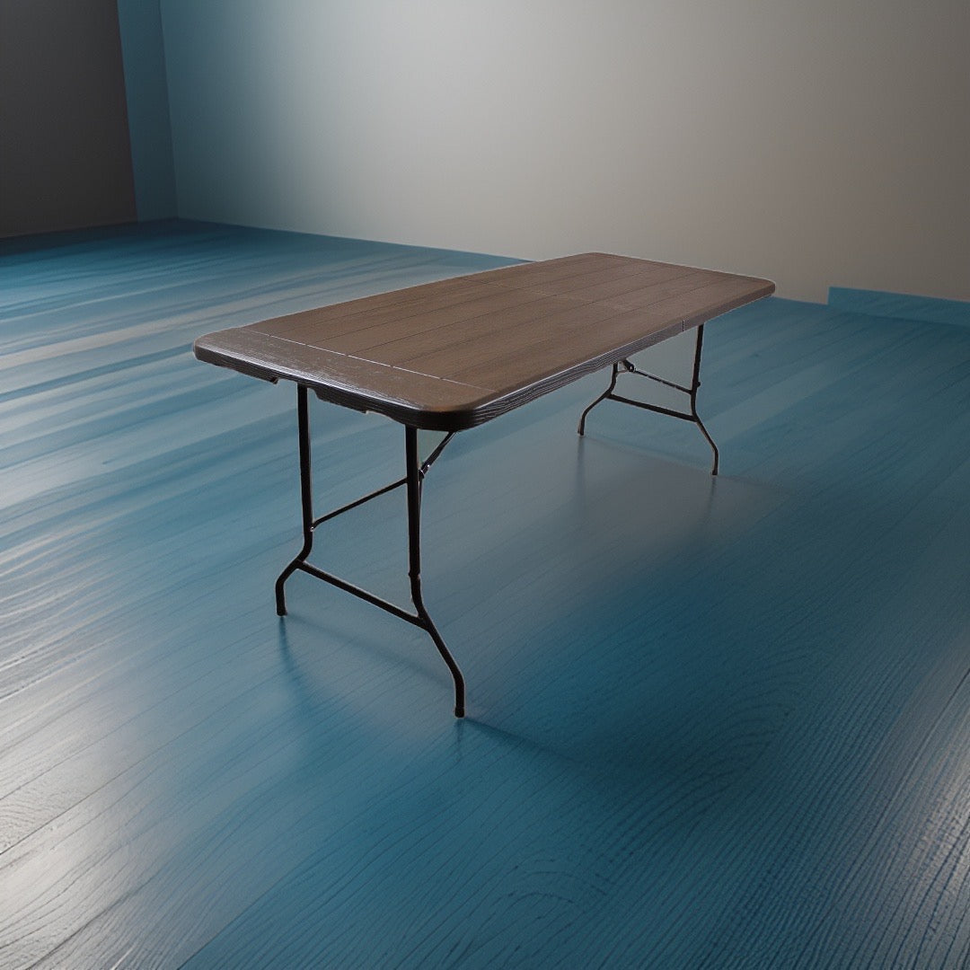 Relyplast 6ft Brown Wood Grain Folding Table